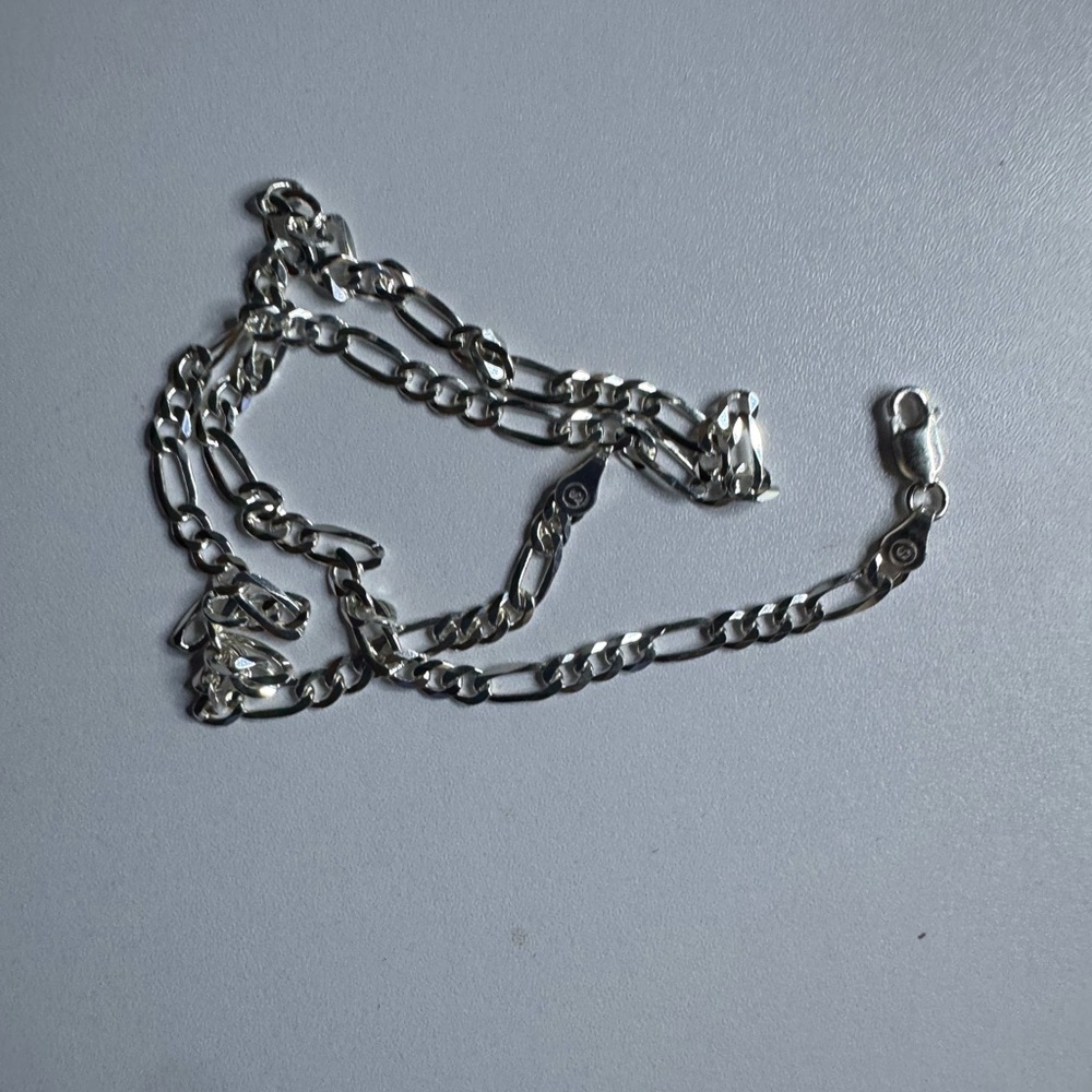 New 925 Sterling Silver 18-Inch White Figaro Chain Necklace